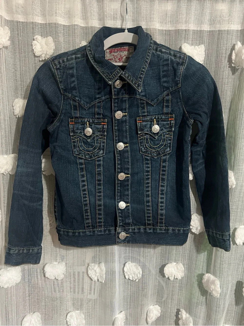 True Religion Kids Dark Blue Denim Jacket with Signature Stitching